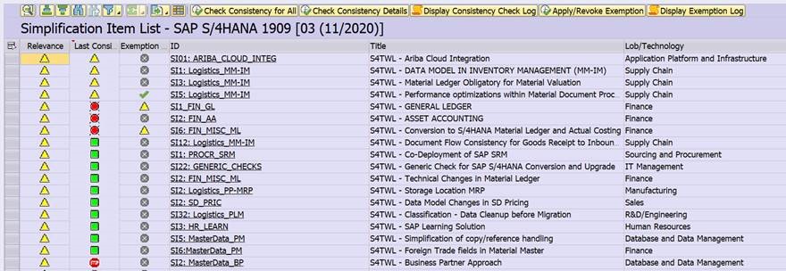 SAP S4HANA Conversion Simplification List
