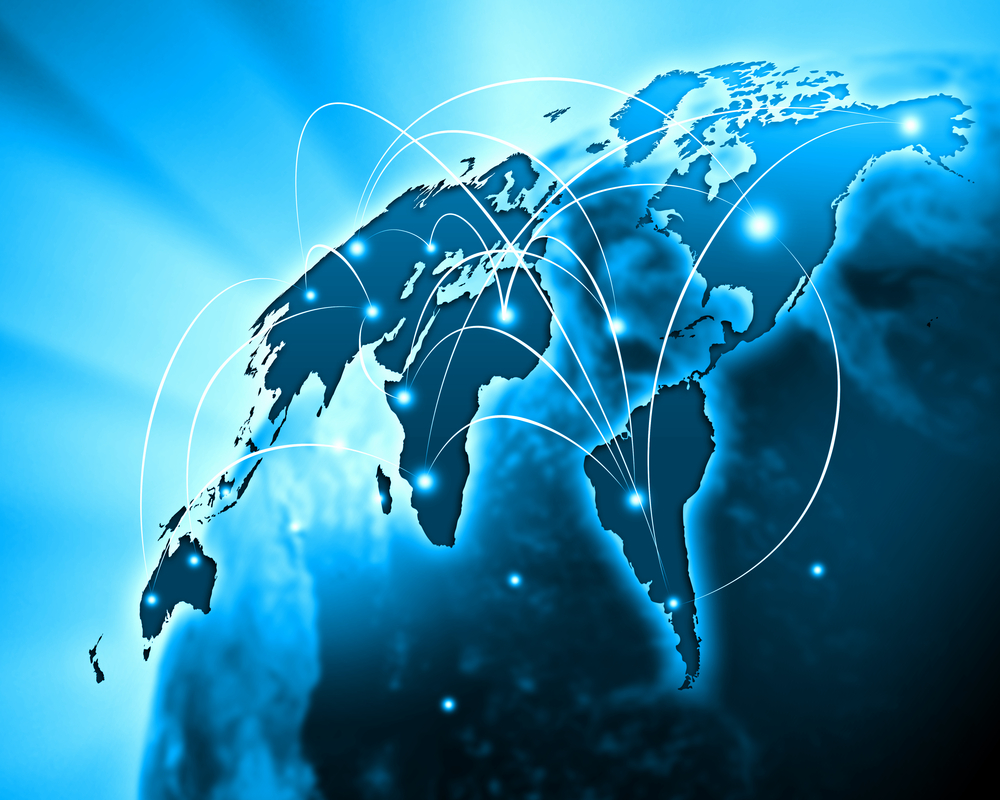 Blue vivid image of globe. Globalization concept
