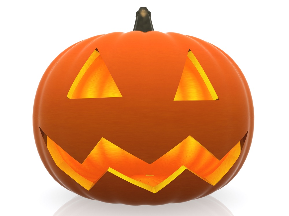 3D Halloween pumpkin isolated over a white background
